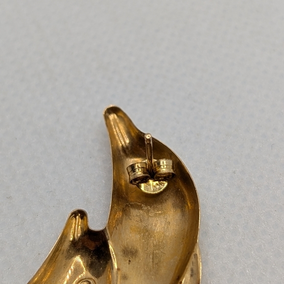 Gold Dolphin Earrings - Picture 4 of 5